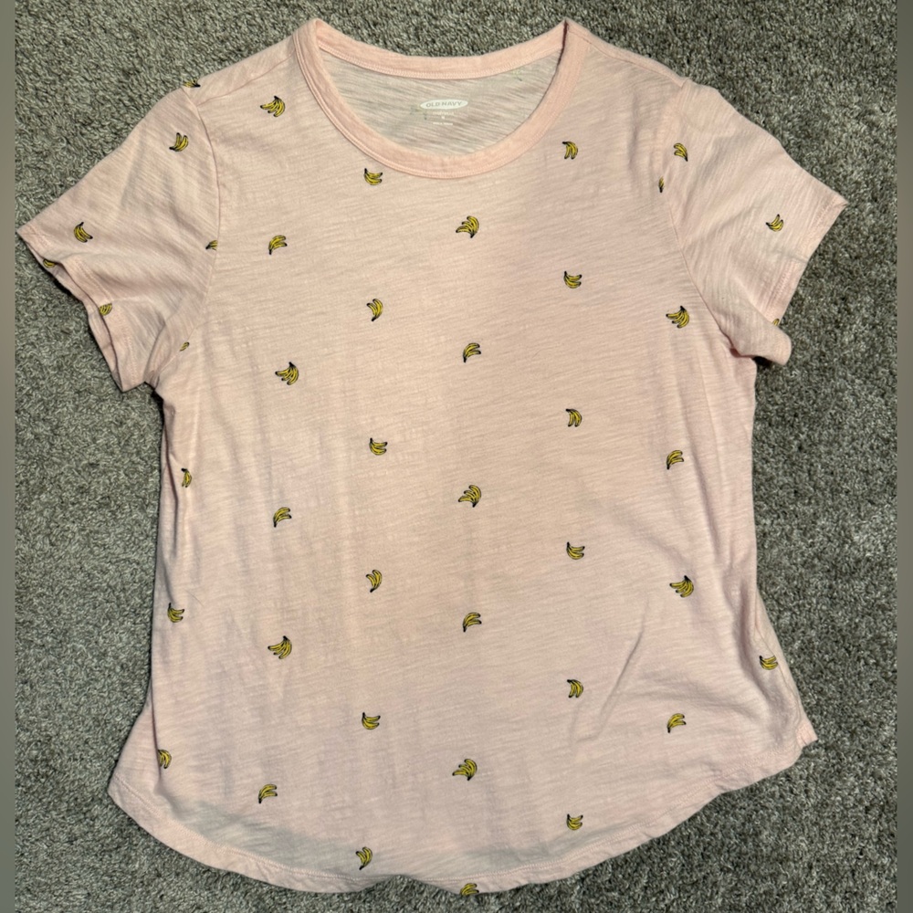 Old Navy Light Pink Banana Print Women's Tee